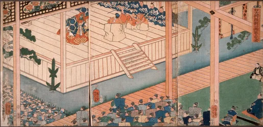 The General of the Right, Lord Yoritomo, Inspects a Special Nō Performance