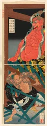Lu Zhishen in a Drunken Rage Attacking the Guardian Figure at the Temple on Mount Godai