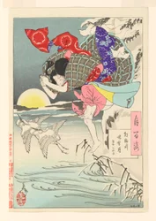 Moon of Pure Snow at Asano River - Chikako the Filial Daughter: #10 of One Hundred Aspects of the Moon