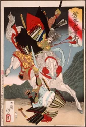 Sagami Jirō and Taira no Masakado Attacking an Opponent on Horseback