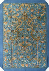 An Embroidered Prayer Hanging of Ice Blue Silk