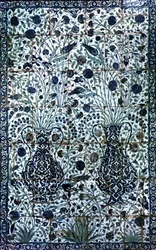 Decorative panel with two vases and flowers