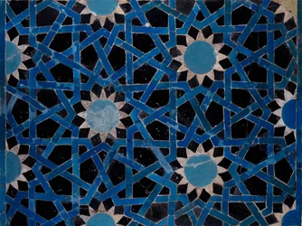 Panel in Faience Decorated with Geometric Motifs from Konya, Turkey, Seljuk Civilization