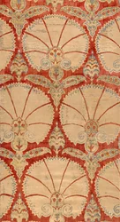 Panel of red cut velvet with carnation palmettes in gold and silver