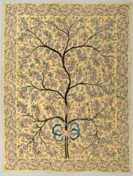 Silk Hanging with Embroidered Tree of Life