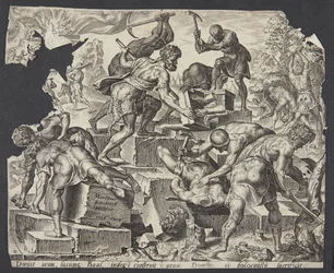 Gideon and His Men Destroying the Altar of Baal