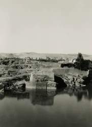 Temple Ruins on Elephantine Island, with Cleopatra Bath in Foreground, Aswan, Egypt