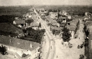 Panoramic shot of the city of Romans, taken from the bell tower of the church during World War I