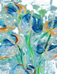 Painterly Blue Flowers