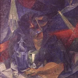 Composition of the figure of a woman at a table