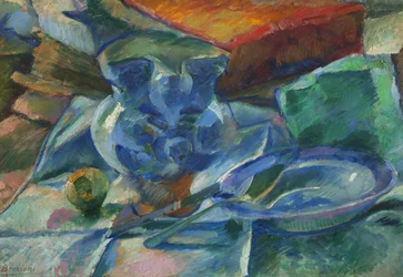 Still Life with Earthenware, Cutlery, and Fruits