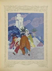Four masked men carried her to the top of the tower (illustration from 