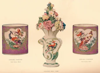 2 Chelsea Inkstands and a Longton Hall Vase, c. 1755