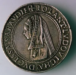 4-Testoon. Duchy Savoy, Italy, Reverse: Iolanta Ludovica, Duchess of Savoy