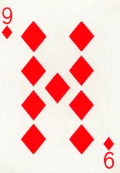 9 of Diamonds from a Deck of Goodall & Son Ltd. Playing Cards