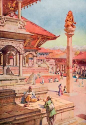 A Corner of the Durbar Square, Patan, Nepal, 1913