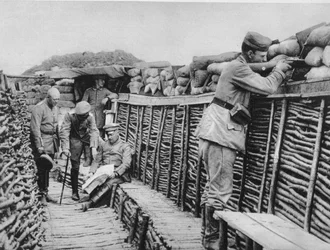 A German trench, World War I, 1915