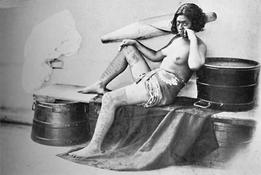 A Marquesa Woman with the Lower Part of the Legs Fully Tattooed, 1902