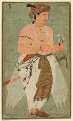 A Mughal Prince, Perhaps Danyal, Holding a Sprig of Flowers, c. 1580-1590