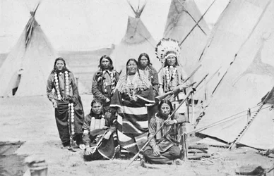 A Native American chief and squaws, 1912