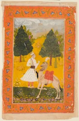 A Rajput Warrior with Camel, Possibly Maru Ragini from a Ragamala, 1650-80