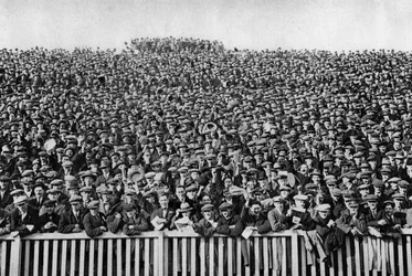 A Saturday winter football crowd, London