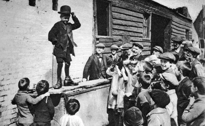 A Budding Charlie Chaplin Admirer, East End of London