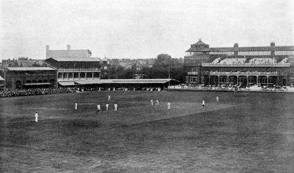 A cricket match in progress at Lord