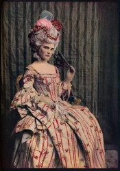 A dress of charming proportion in beautiful French brocade. Period 1775-85
