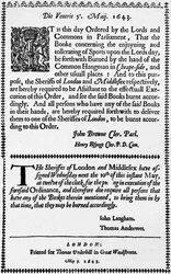 A facsimile of the order for the burning of the Book of Sports, 1643