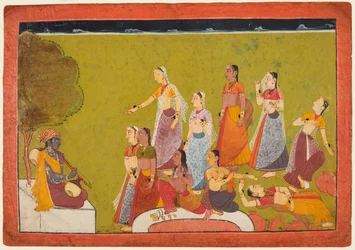 A Group of Women in Ecstasy Before Madhava, from a Madhavanala Kamakandala Series