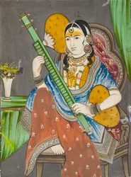 A Lady Playing a Vina