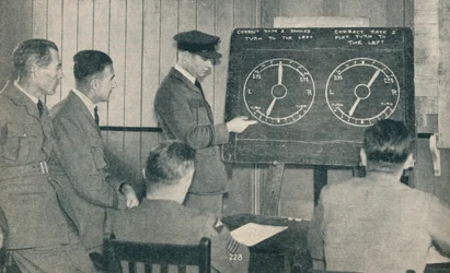 A lecture on instrument flying at the Central Flying School at Upavon, Wiltshire, c1936-c1937