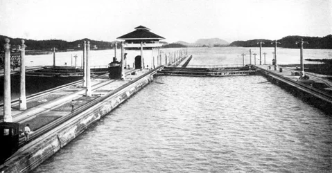 A lock on the Panama Canal, Panama