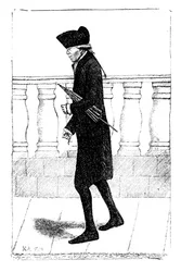 A Man Walking with an Umbrella Under His Arm