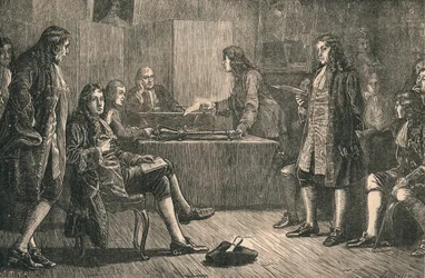 A meeting of the Royal Society in Crane Court, Fleet Street, London