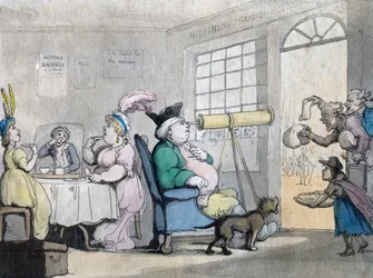 A Portly Gentleman Looking Through a Telescope