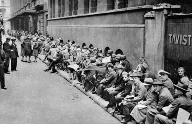 A queue for first night tickets in Covent Garden, London