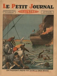 A Ship Catches Fire in the Red Sea