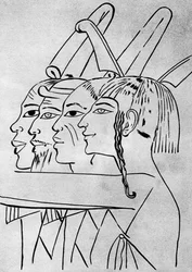 A Sketch of African and Asian Men from the Tomb of King Seti I, Thebes, Egypt
