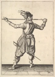 A Soldier, Seen from the Rear, While Turning to the Right and Holding His Pike Horizontally