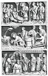 A Triptych of the Healing Work of St Remy, Bishop of Reims