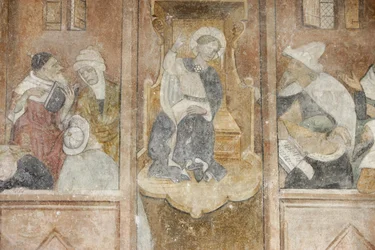 Abondance abbey church fresco: Jesus with the rabbis, Abondance, France