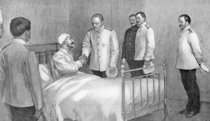 Admiral Togo Visiting Russian Admiral Rozhestvensky in Hospital, Russo-Japanese War