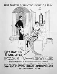 Advert for Ewarts Geyser for hot water, 1928