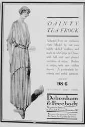 Advert for tea frocks by Debenham and Freebody, 1916