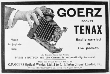 Advert for the Goerz Pocket Tenax camera, 1909