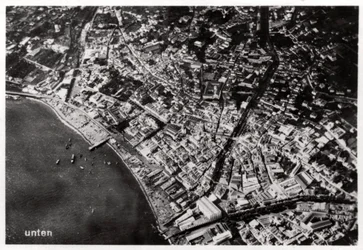 Aerial view of Funchal, Madeira, from a Zeppelin, 1928-1933