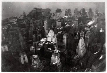 Aerial View of Manhattan, New York City, USA, from a Zeppelin