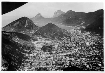 Aerial view of Rio de Janeiro, Brazil, from a Zeppelin